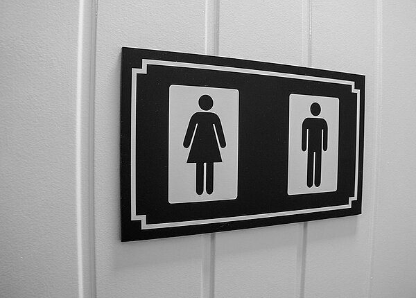 Hygiene-Tipps WC-Schild mit Mann- und Frau-Symbol