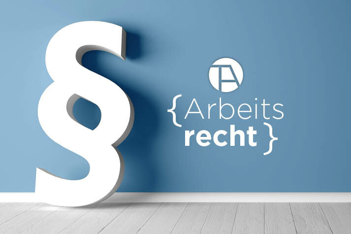 Paragraphensymbol und Schriftzug "Arbeitsrecht"