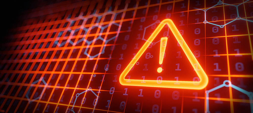 PTA-Fortbildung Schmerz Neonschild: Dreieck mit Ausrufezeichen