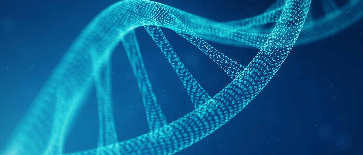 Ein DNA-Strang in Blau